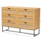 Baxton Studio Sawyer MidCentury Oak Brown Finished Wood and Black Metal  Storage Cabinet with Natural Rattan 223-12921-ZORO - alternate 8